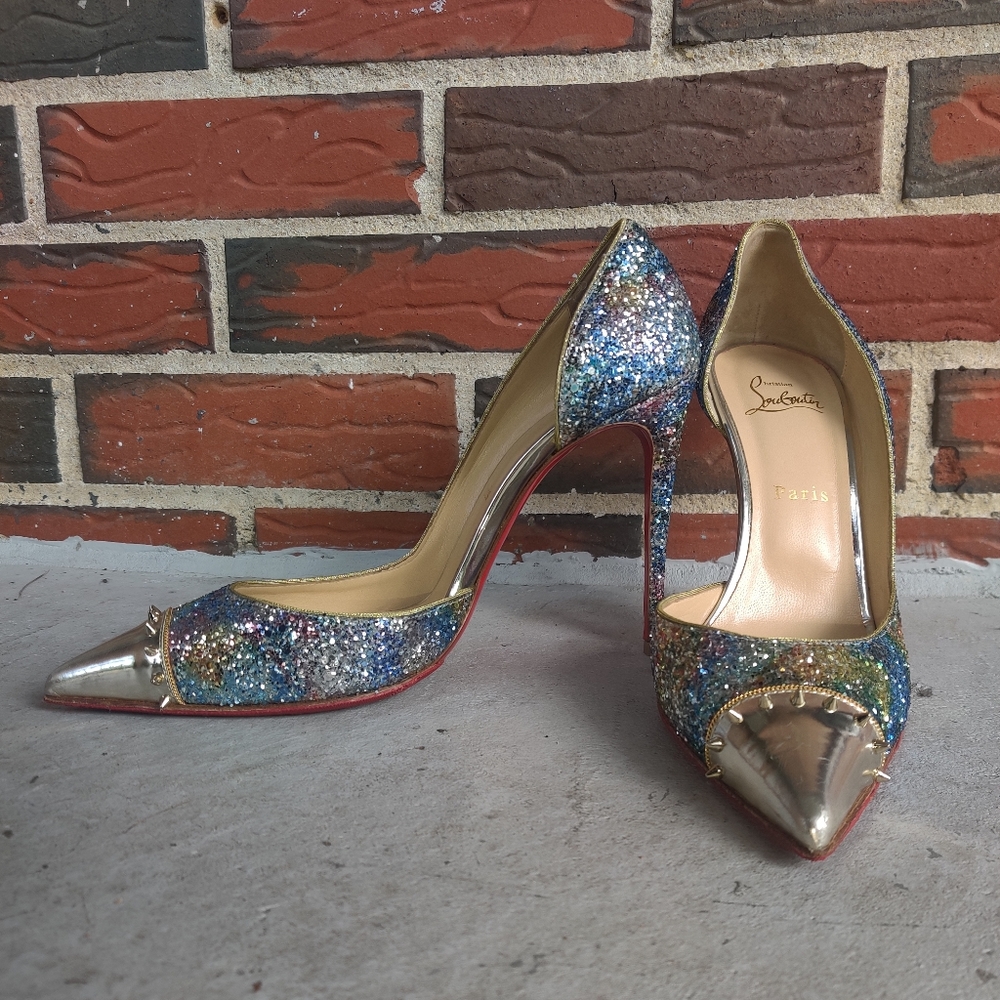 Christian Louboutin Glitter Spike Pumps